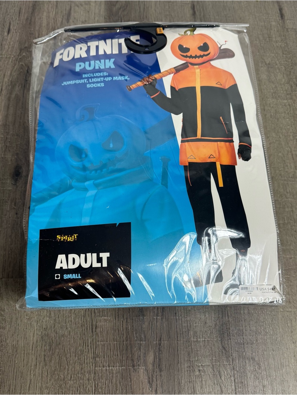 Spirit Halloween Fortnite Punk Adult Small Costume Light Up Mask Jumpsuit New